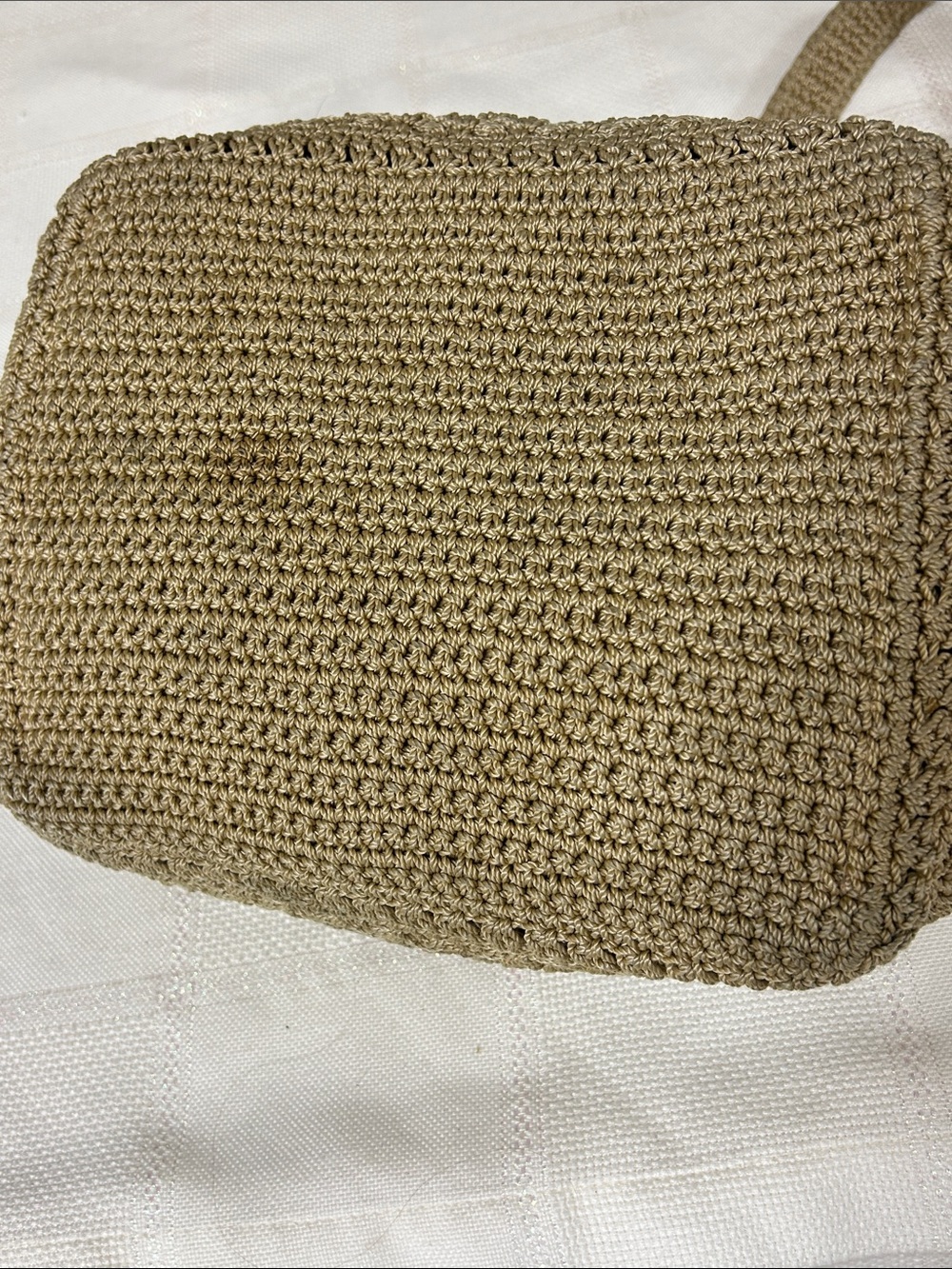 Lina Handwoven Crochet Tote in Tan image 3
